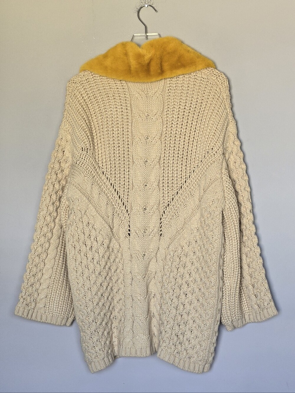 NWT Zara Cable Knit Cardigan with Removable Fur Collar - Picture 6 of 12